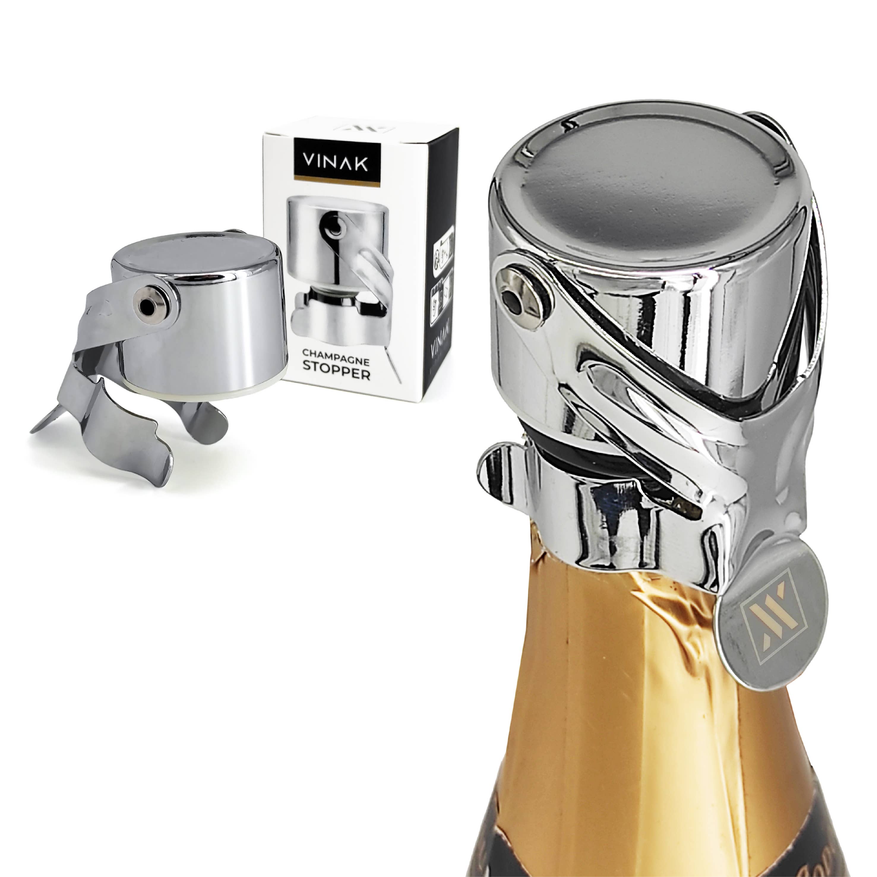 VINAK - Verchroomde roestvrijstalen champagnekurk