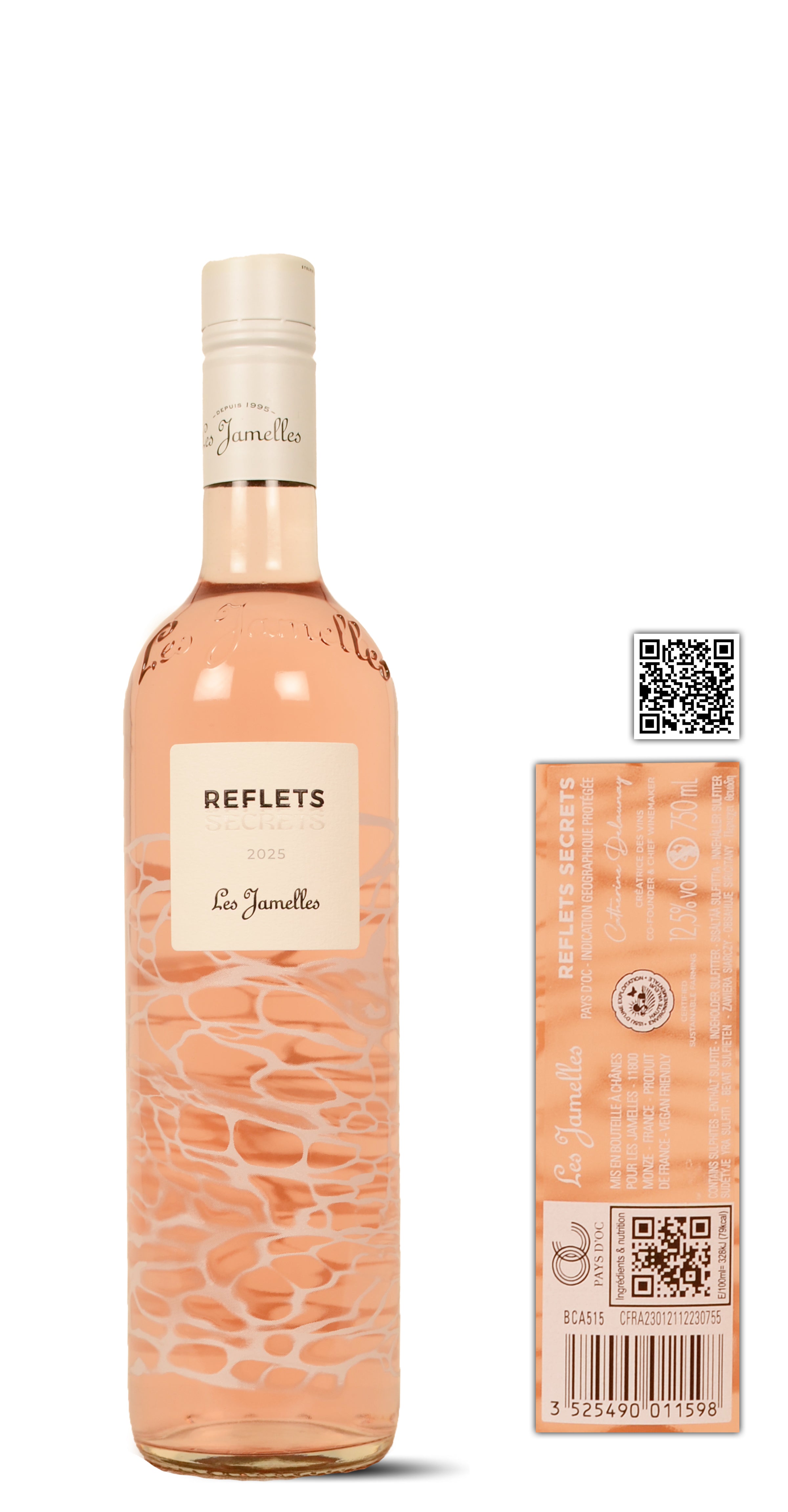 2025 - Les Jamelles - REFLETS SECRETS Screwcap - Vin de Pays d'Oc - Grenache - Cinsault - Syrah - Mourvèdre - 0,75 Ltr. - Rosé