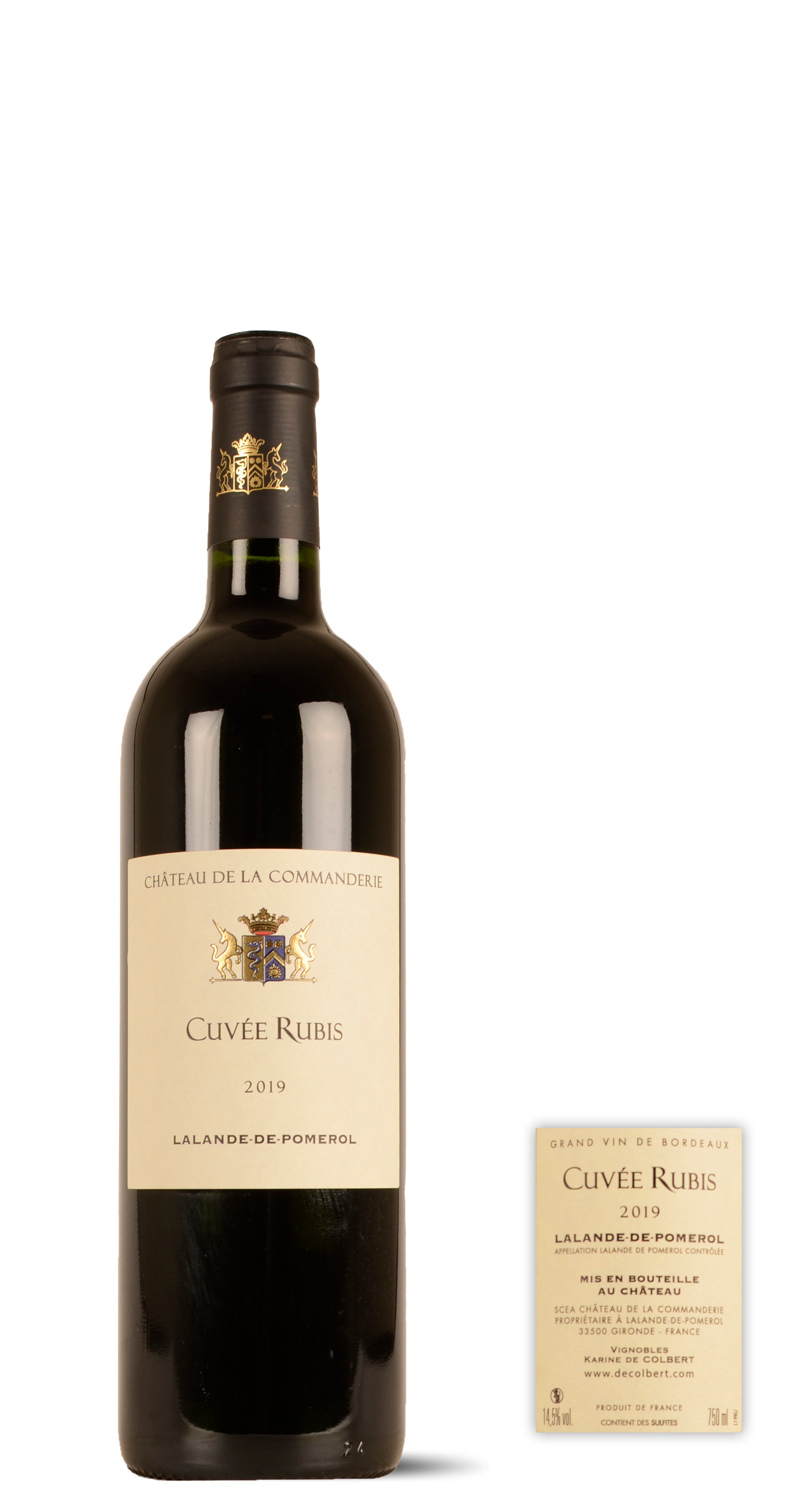 2019 - Château de La Commanderie - 'Cuvée Rubis' - Lalande de Pomerol - - 80% Merlot /15% Cabernet Franc / 5% Cabernet Sauvignon - 0,75 Ltr. - Rouge