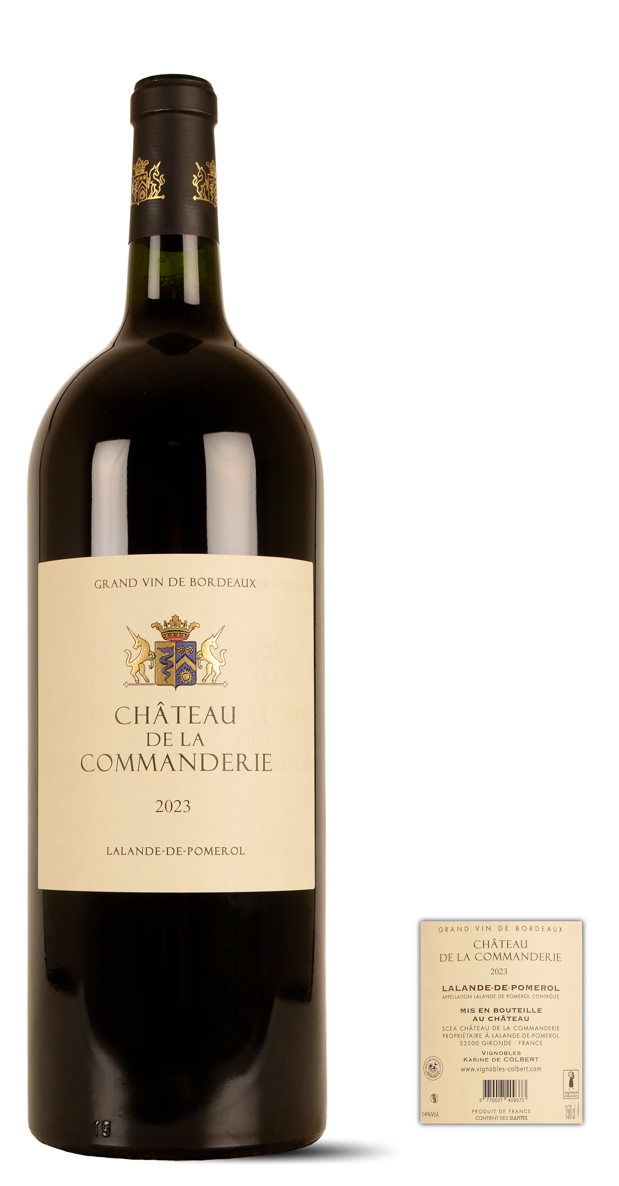 2023 - Château de La Commanderie - - Lalande de Pomerol - MAGNUM - 75% Merlot /18% Cabernet Franc / 7% Cabernet Sauvignon - 1,5 Ltr. - Rouge