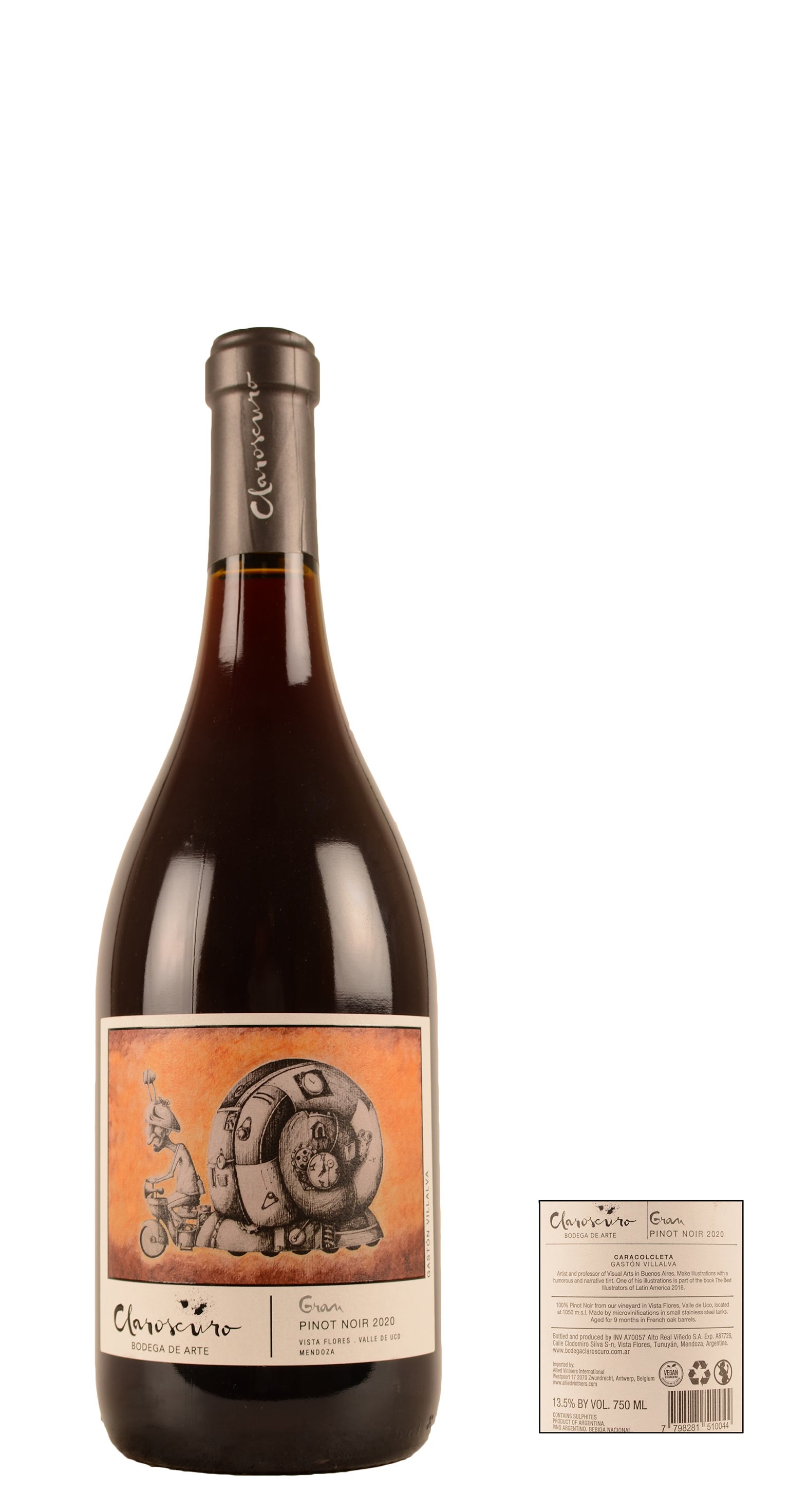 2020 - Claroscuro - Uco Valley - Bodega de Arte - Gran Pinot Noir - 0,75 Ltr. - Tinto