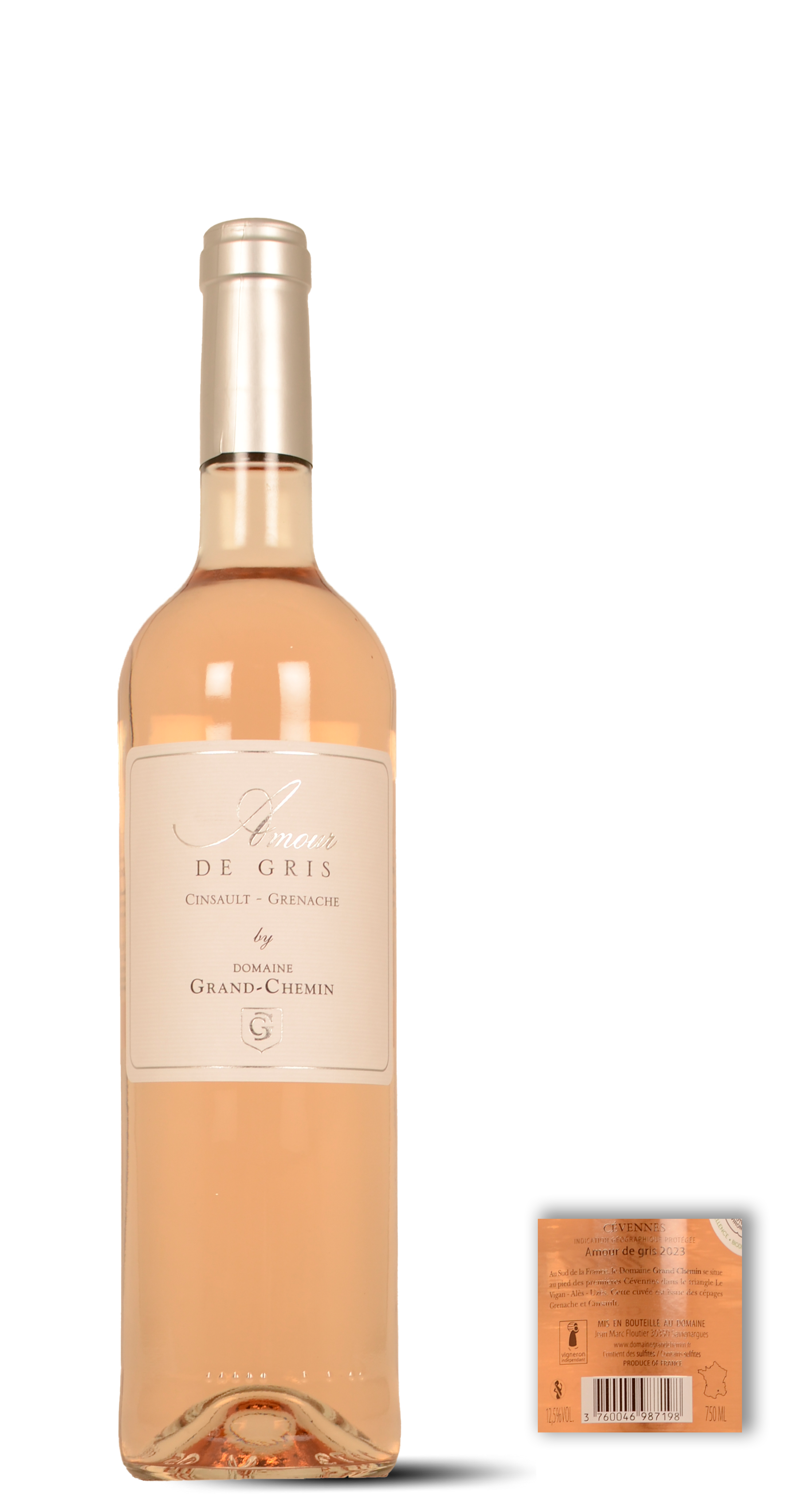 2025 - Domaine Grand-Chemin - Amour de Gris - Pays D'Oc - Médaille d'OR - Cinsault , Grenache Gris - 0,75 Ltr. - Rosé