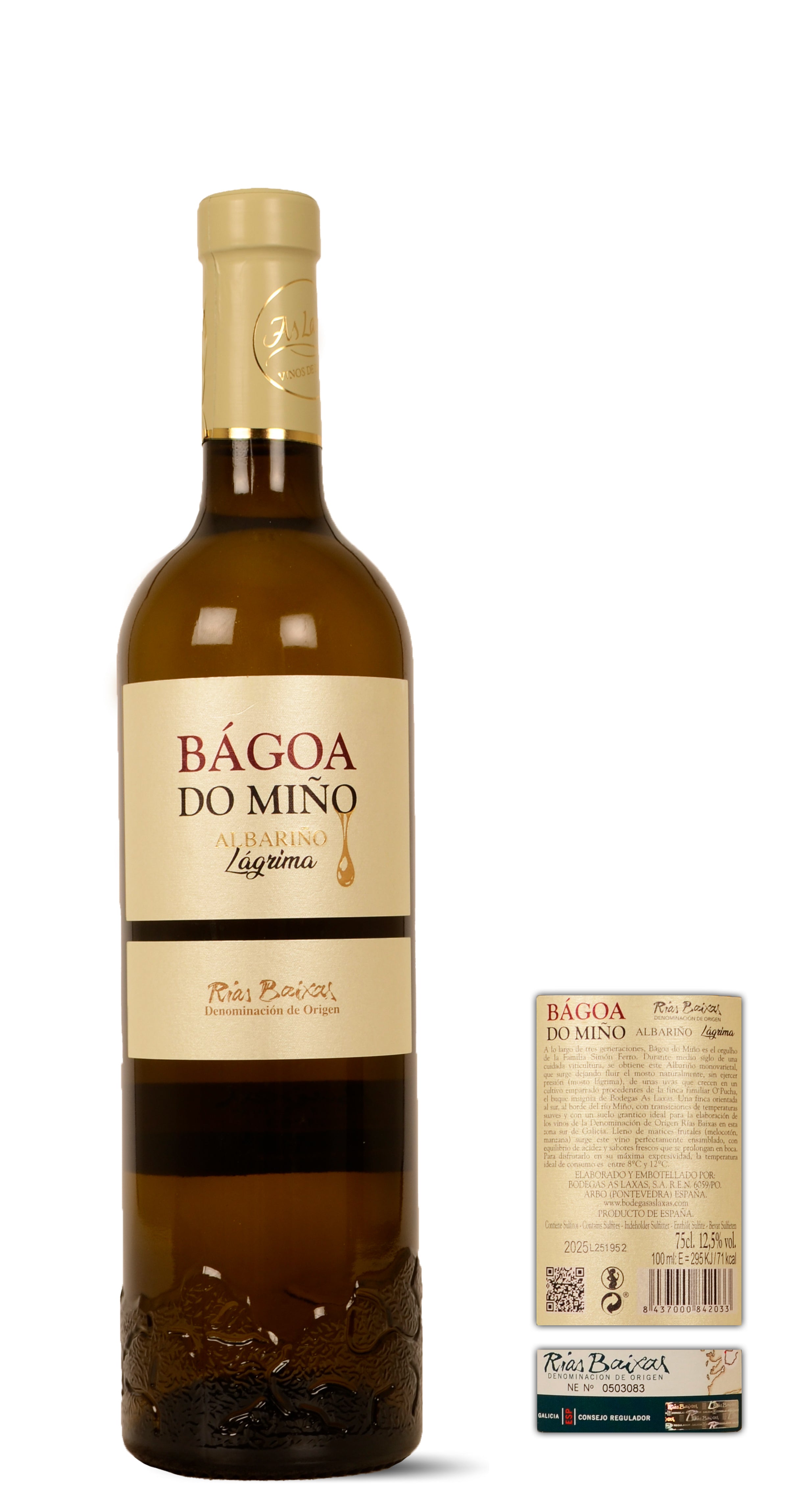 2025 Bodegas As Laxas Bágoa do Miño Albariño 'Lágrima'  0,75 Ltr.  Blanco