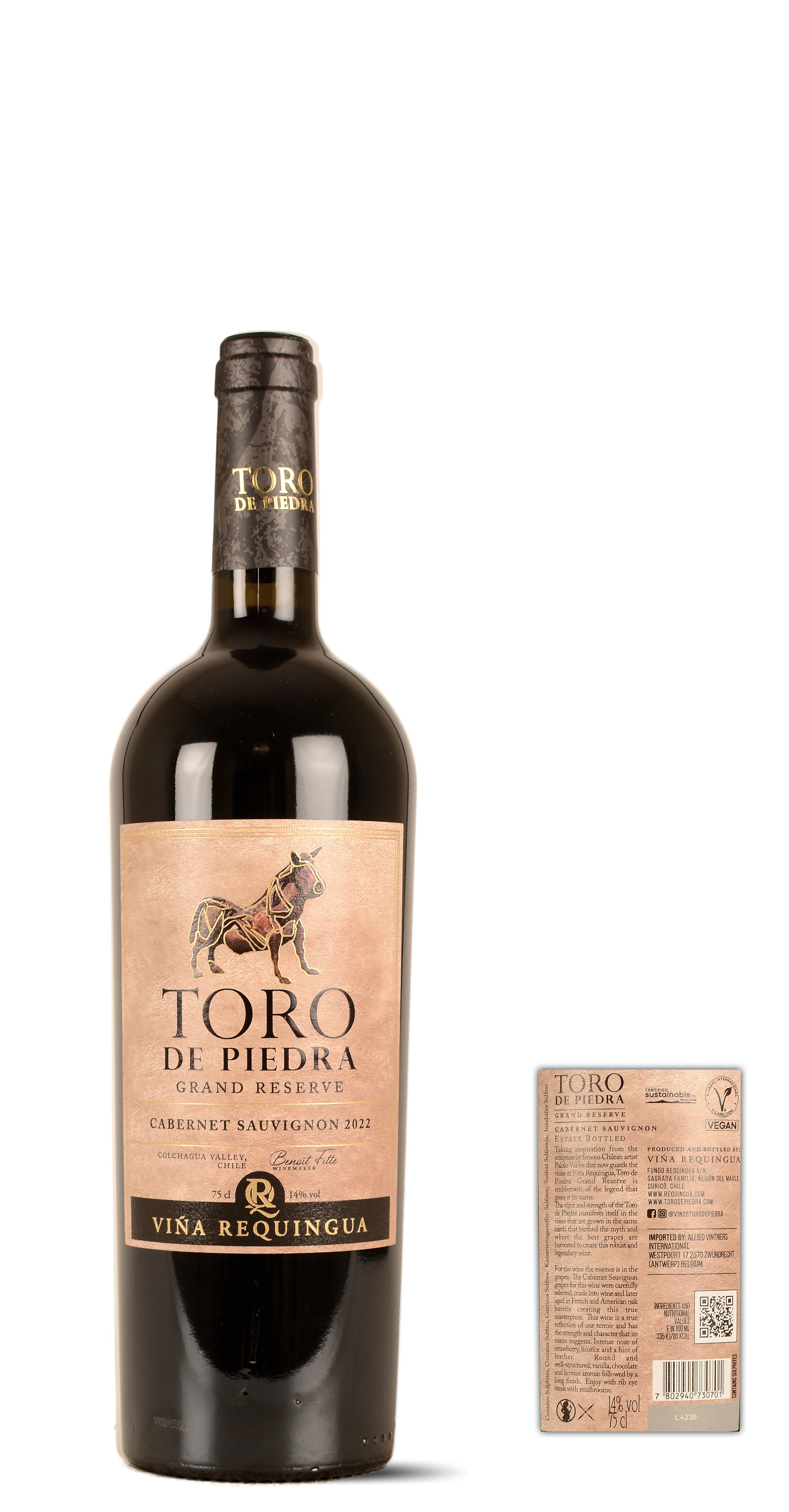 2022 - Toro de Piedra - Viña Requingua - Cabernet Sauvignon - Grand Reserve - 0,75 Ltr. - Tinto